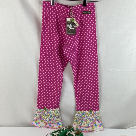 NWT Matilda Jane What’s Up Dot Scrappy Leggings SZ 12 Pink Polka Dots Floral NEW - Picture 4 of 9